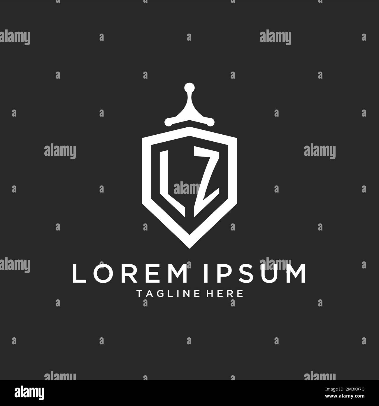 LZ Monogramm Logo Initialen mit Schildschutz Form Designideen Stock Vektor