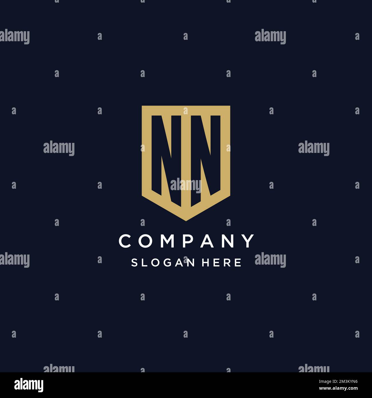 NN-Monogramm Initialen Logo-Design mit Shield Icon-Vorlage Stock Vektor