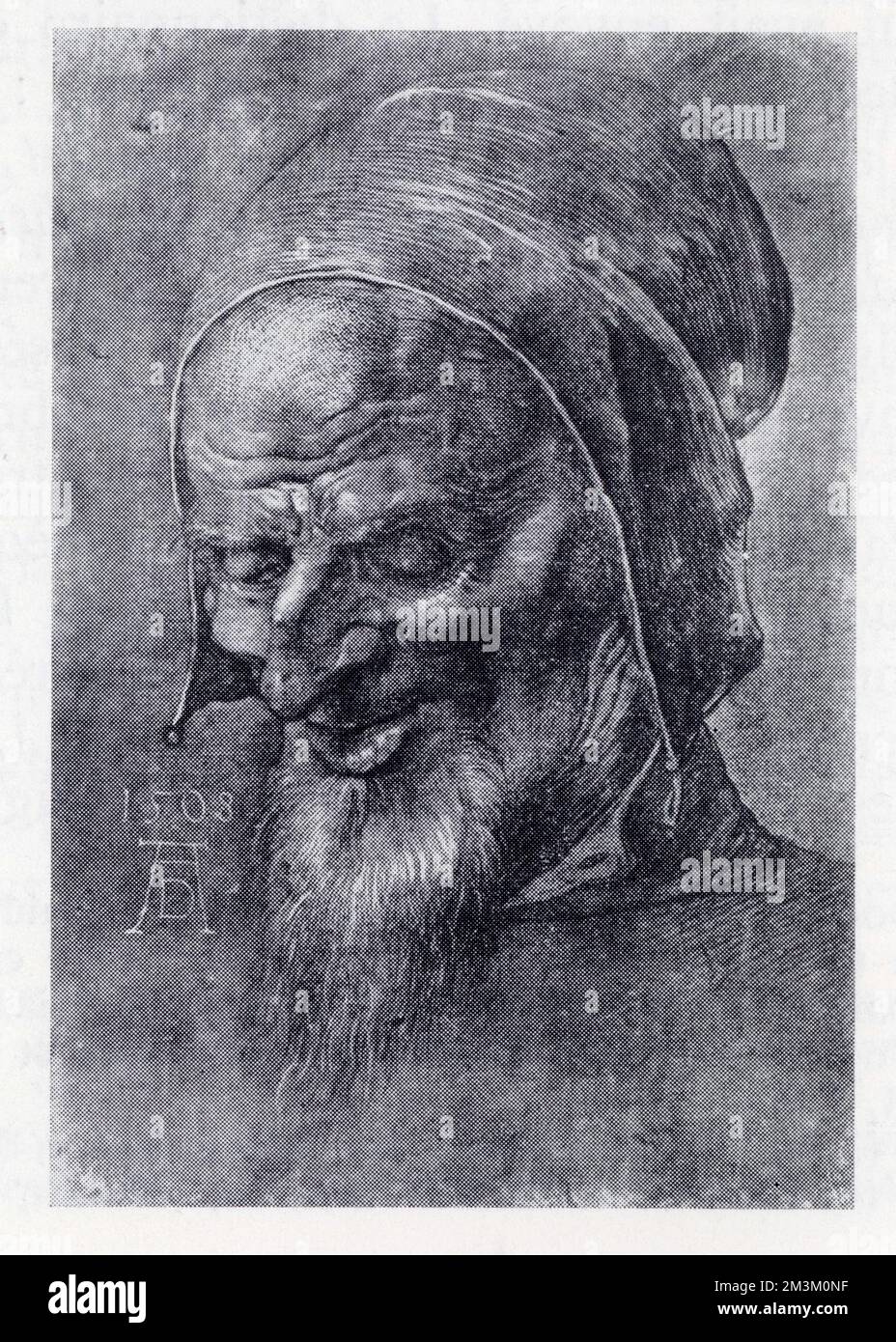 ALBRECHT DÜRER.1471-1528.Tête d'apôtre. Dessin préparatoire pour le retable Heller Stockfoto