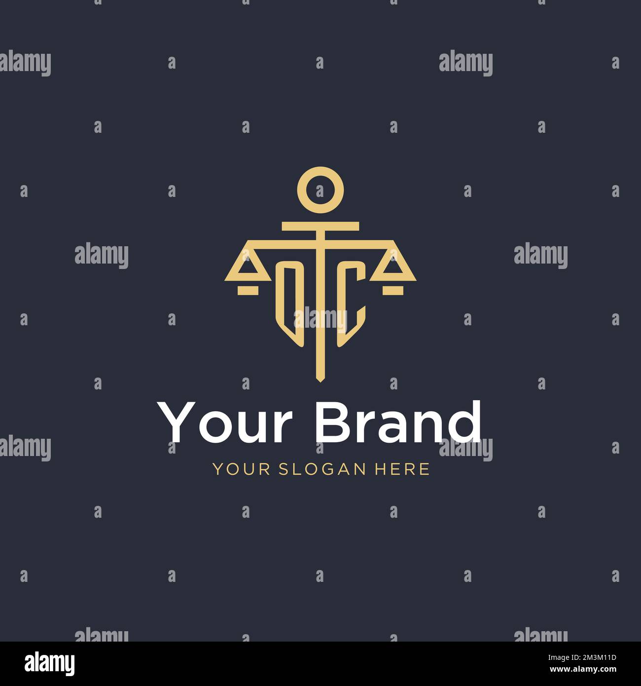OC erstes Monogramm-Logo mit maßstabsgetreuen und säulenartigen Designideen Stock Vektor