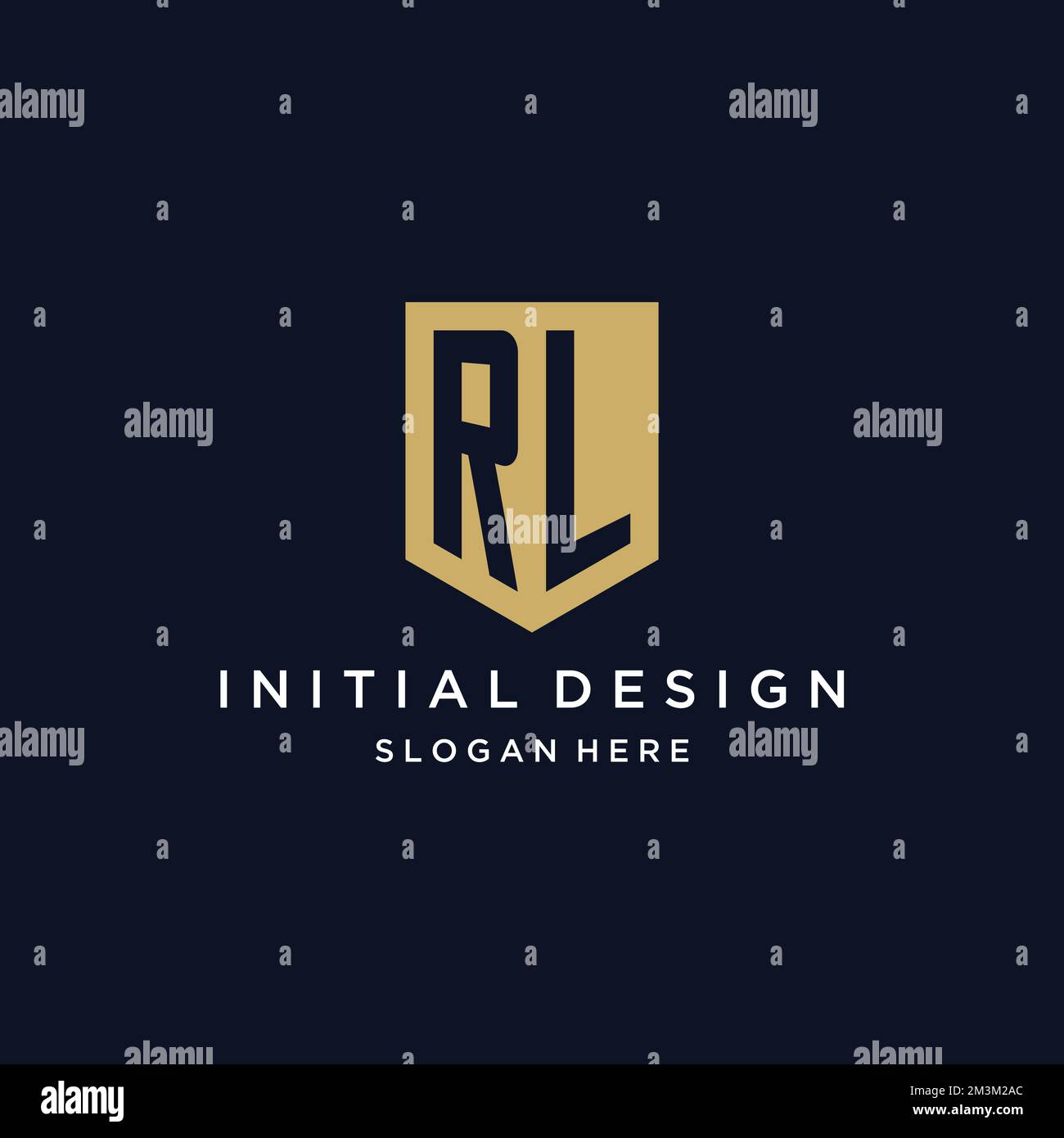 RL-Monogramm Initialen Logo-Design mit Shield Icon-Vorlage Stock Vektor