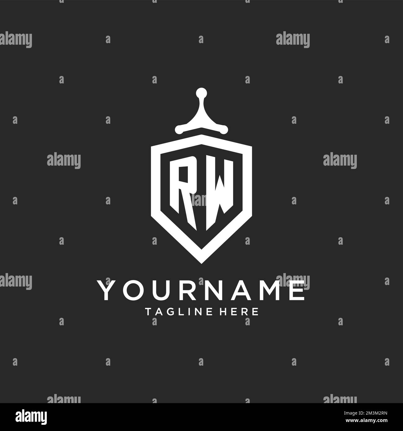 RW-Monogramm-Logo mit Designideen in Form eines Schutzschilds Stock Vektor
