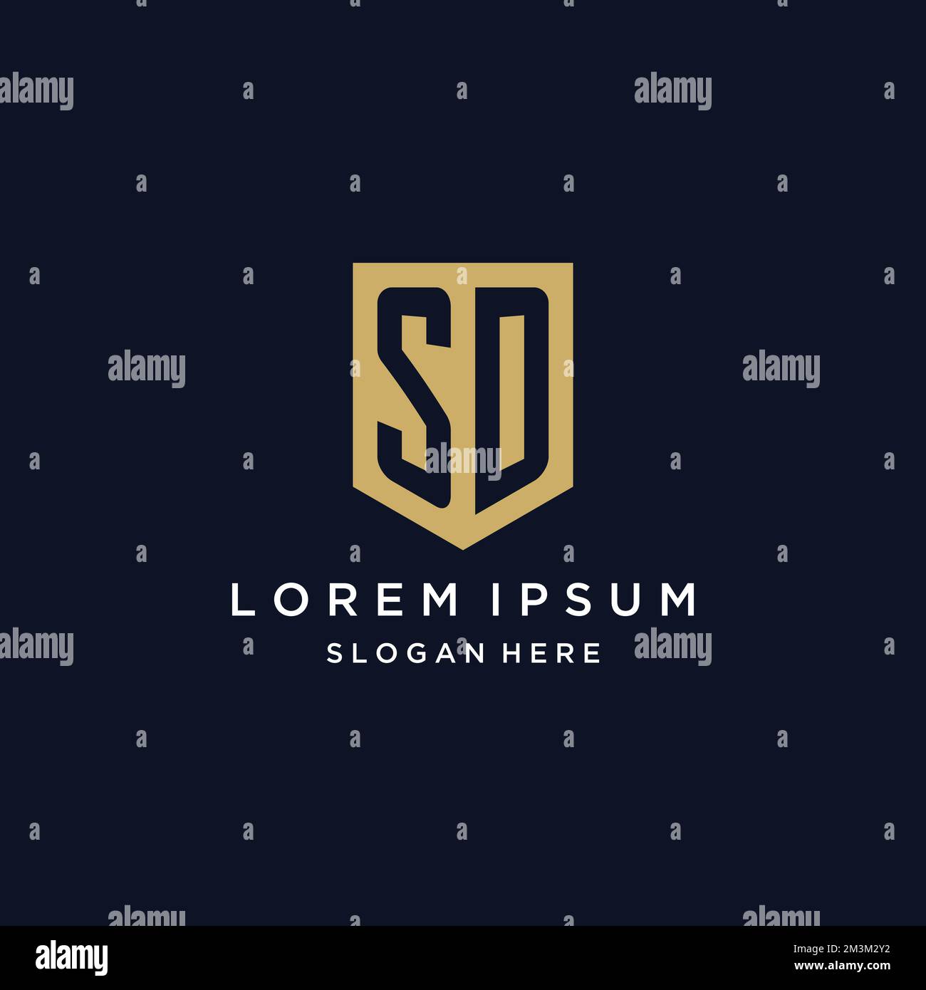 SD-Monogramm Initialen Logo-Design mit Shield Icon-Vorlage Stock Vektor