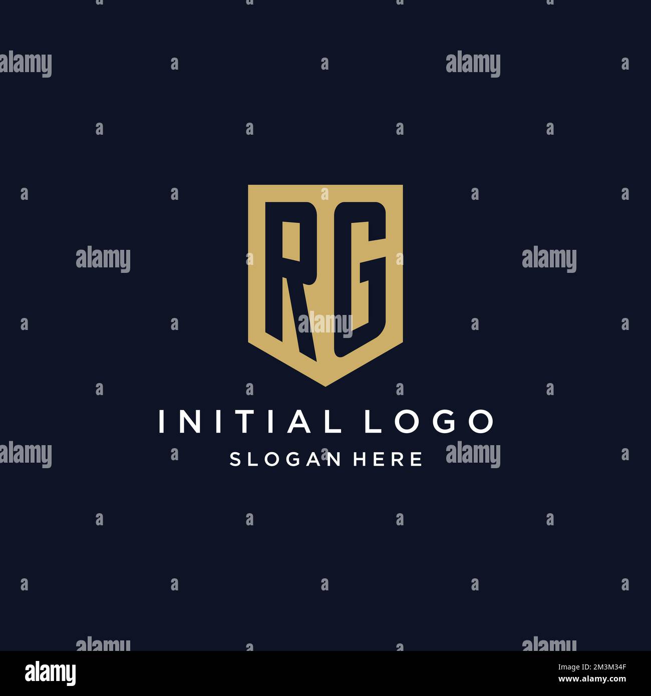 RG Monogramm Initialen Logo-Design mit Shield Icon-Vorlage Stock Vektor