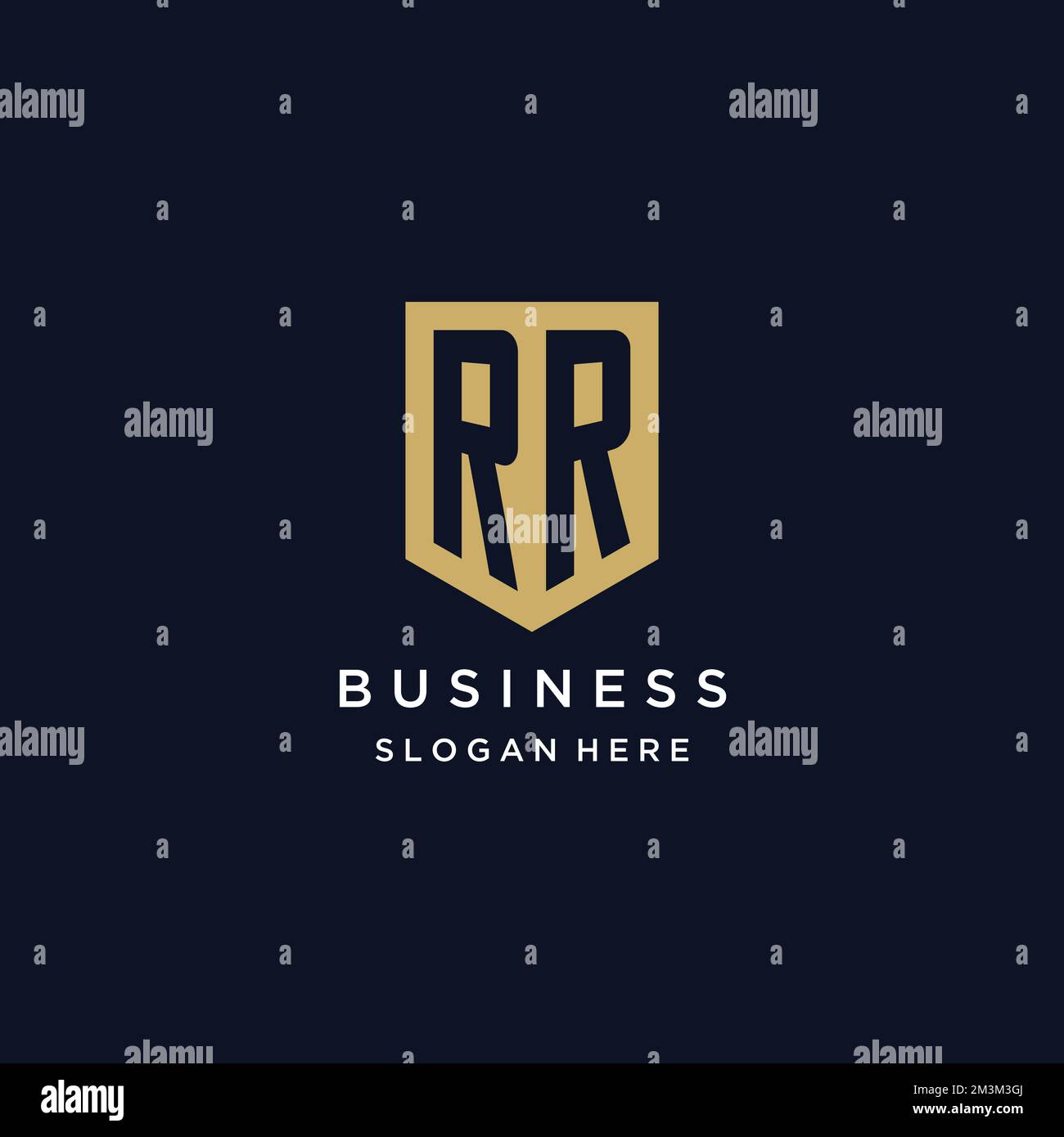 RR Monogramm Initialen Logo-Design mit Shield Icon-Vorlage Stock Vektor
