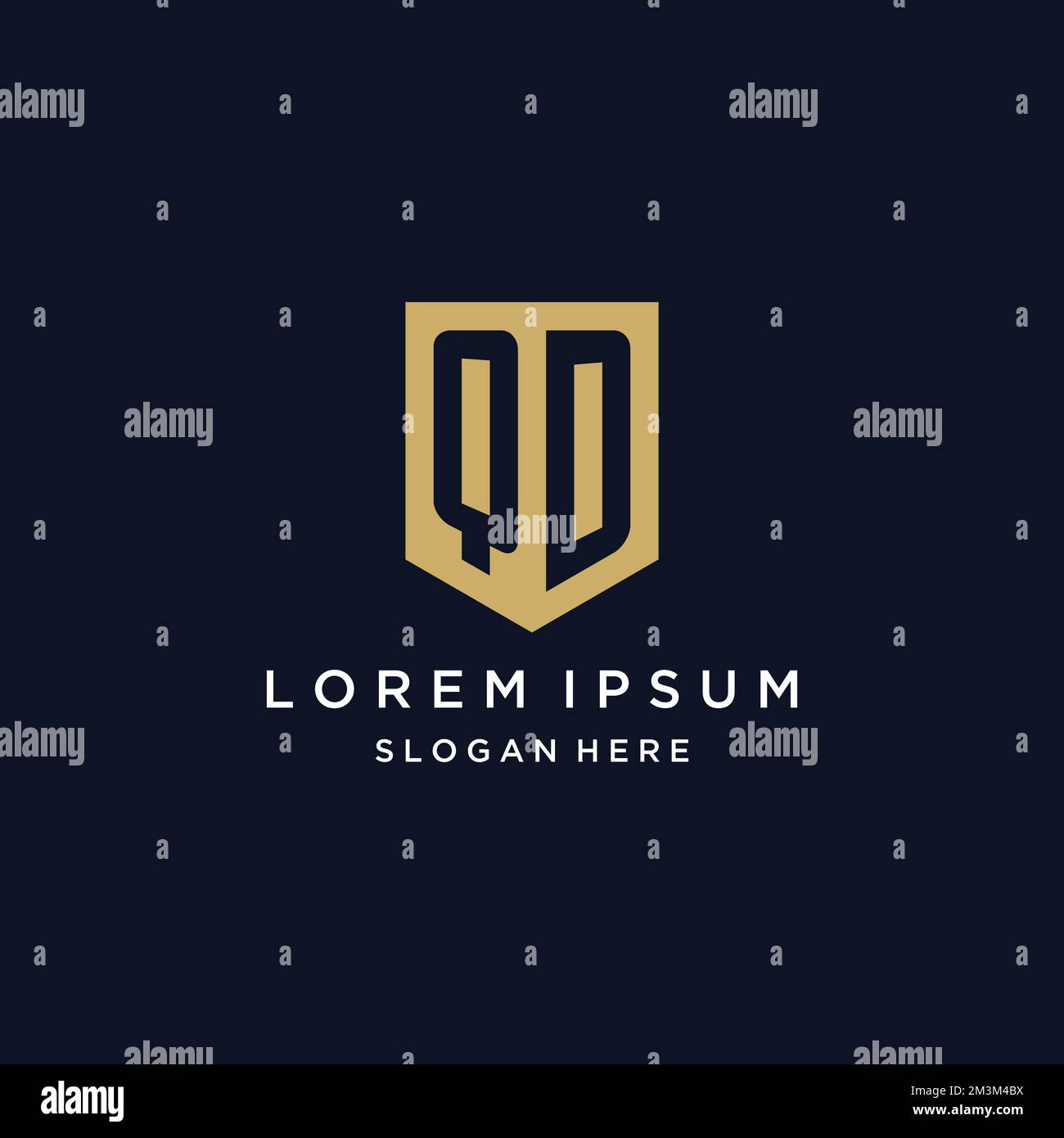 QD-Monogramm Initialen Logo-Design mit Shield Icon-Vorlage Stock Vektor