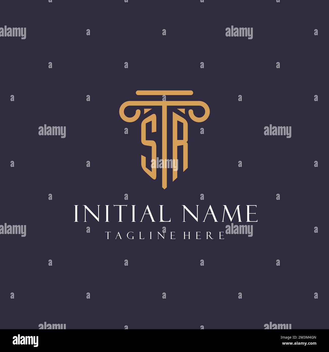 SR Monogramm Initialen Design für Anwaltskanzlei, Anwalt, Kanzlei mit säulenähnlichen Ideen Stock Vektor