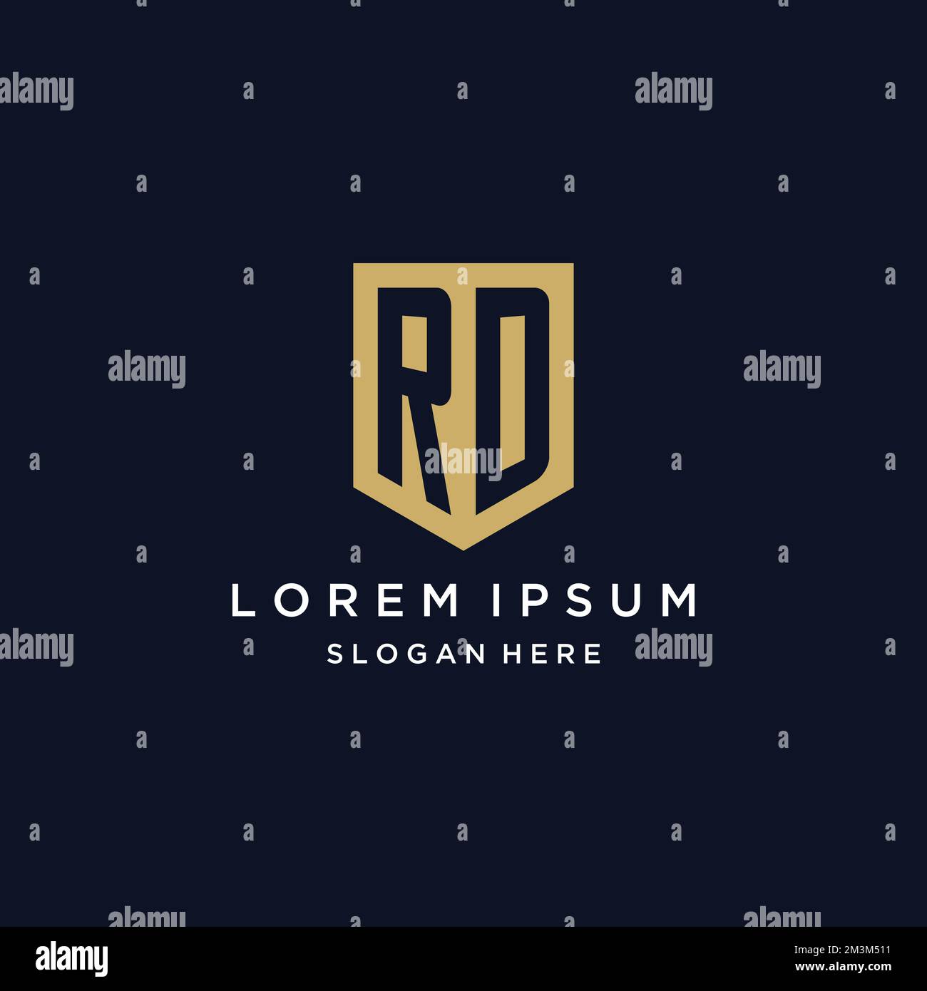 RD-Monogramm Initialen Logo-Design mit Shield Icon-Vorlage Stock Vektor