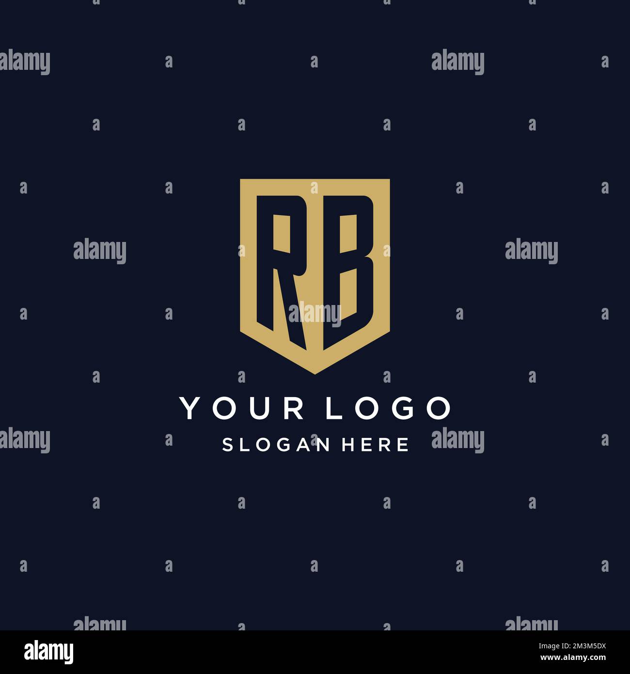 RB-Monogramm Initialen Logo-Design mit Schildsymbol-Vorlage Stock Vektor