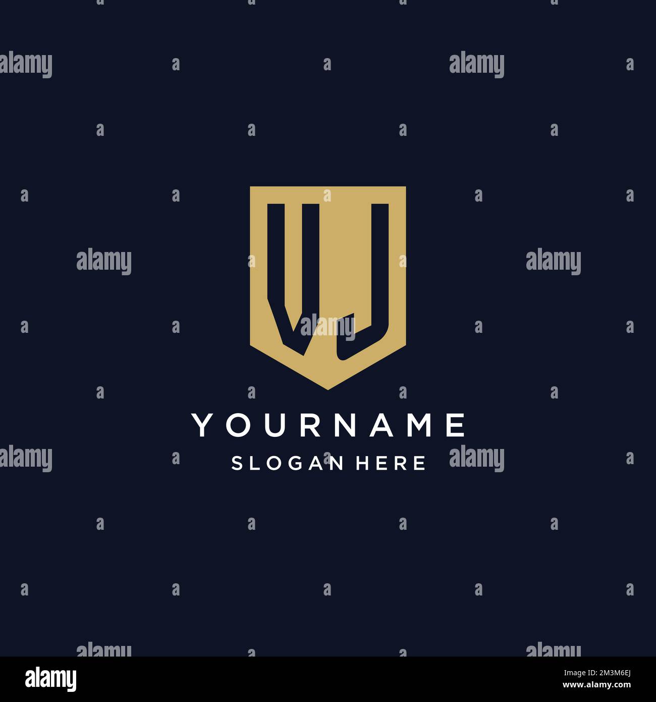 VJ-Monogramm Initialen Logo-Design mit Shield Icon-Vorlage Stock Vektor