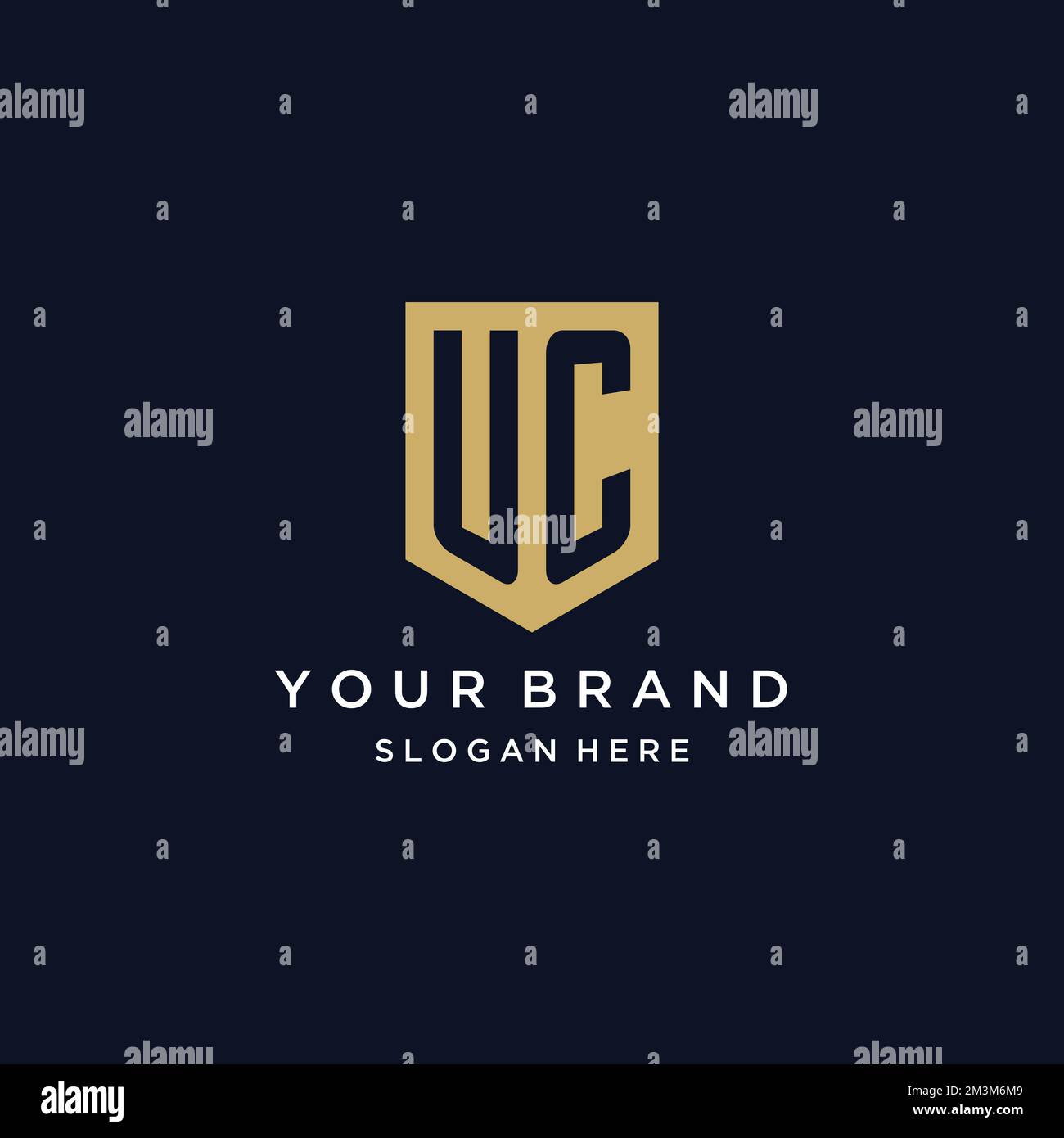 UC-Monogramminitialen Logo-Design mit Abschirmsymbol-Vorlage Stock Vektor