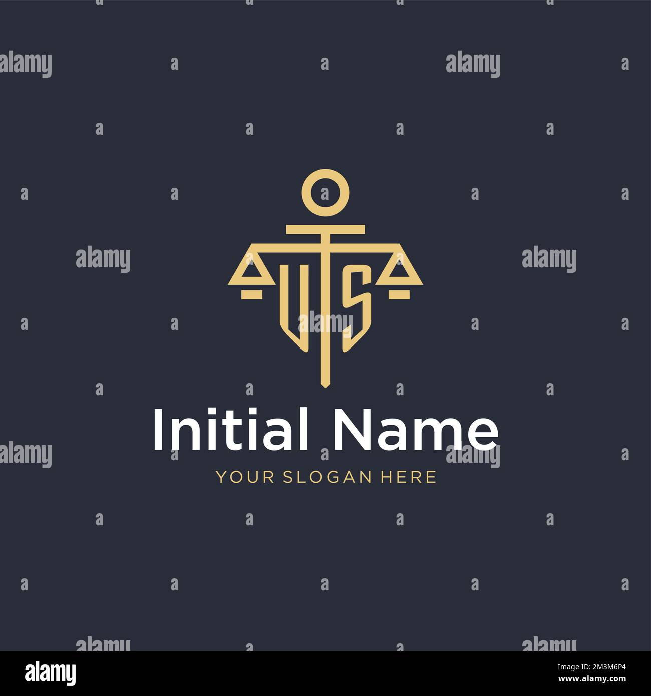 ERSTES US-Monogramm-Logo mit maßstabsgetreuen und säulenartigen Designideen Stock Vektor