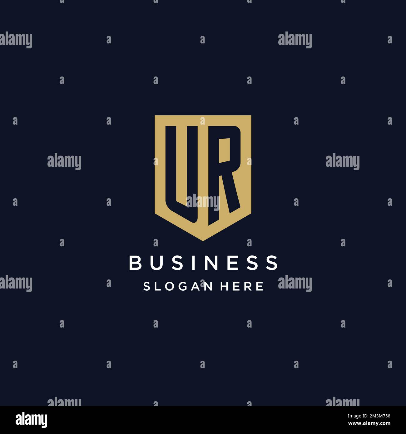 Ur-Monogramminitialen Logo-Design mit Shield Icon-Vorlage Stock Vektor