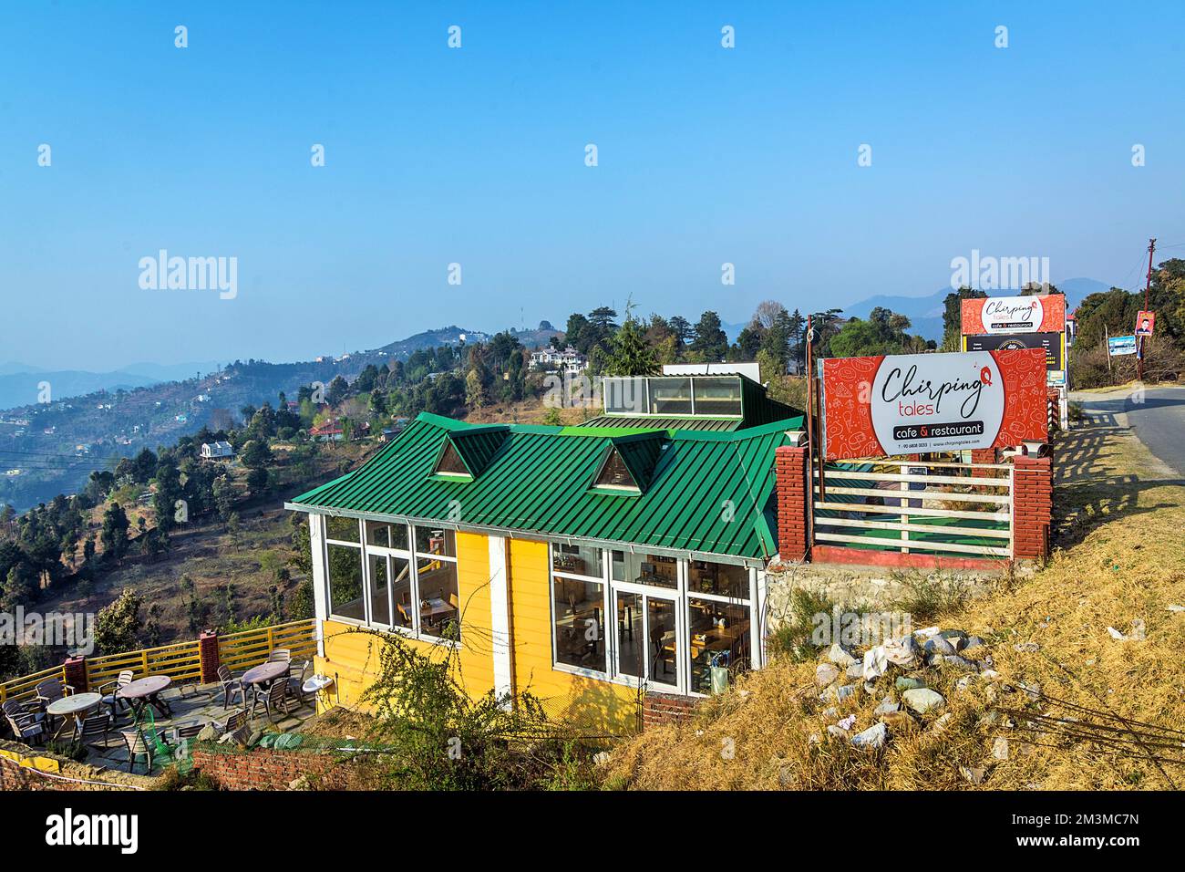 Chirping Restaurant, Mukteshwar, Nainital, Kumaon, Uttarakhand, Indien Stockfoto