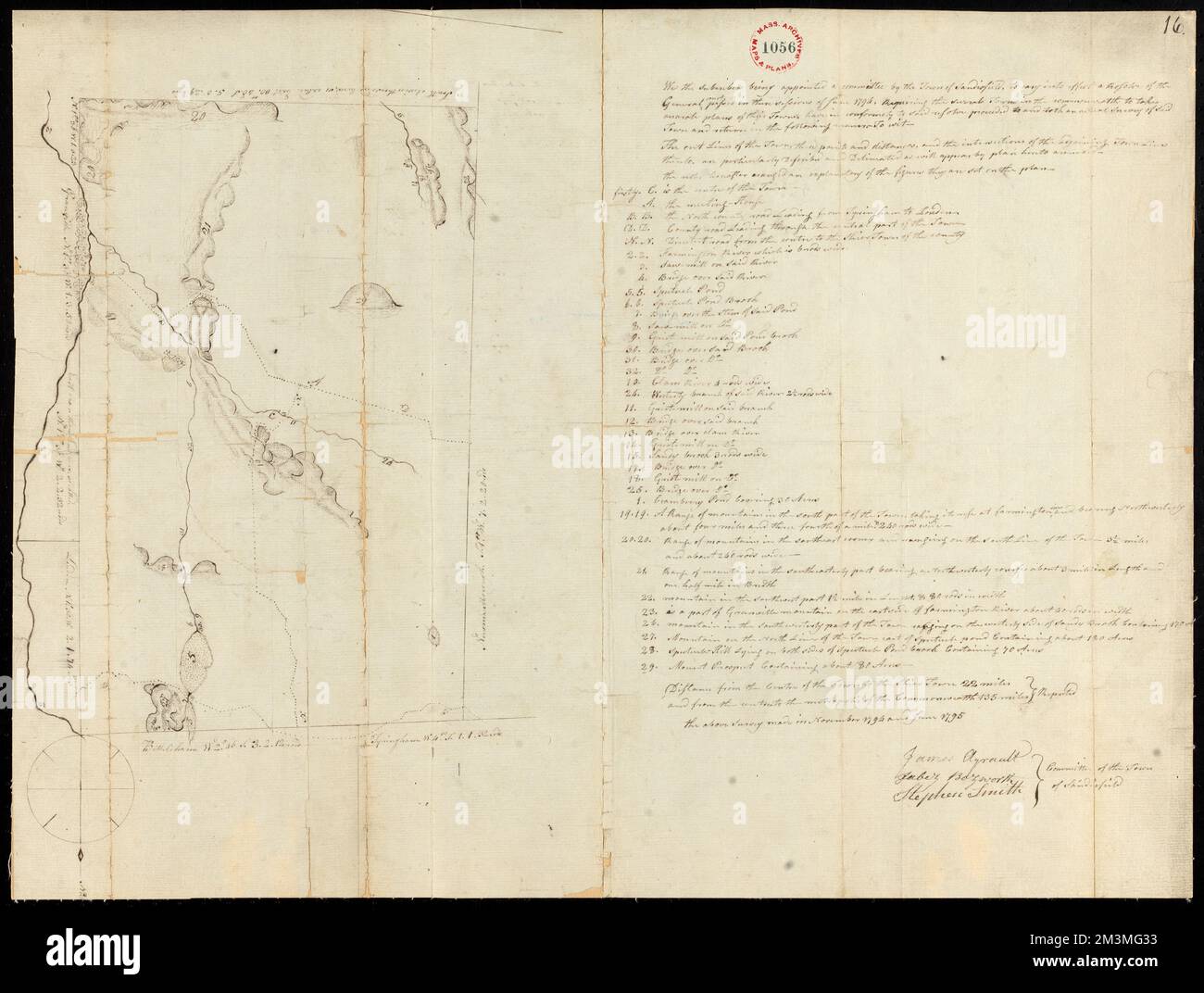 Plan von Sandisfield, Name des Gutachters nicht genannt, vom Juni 1795. ,. Massachusetts. Büro des Außenministers Stockfoto