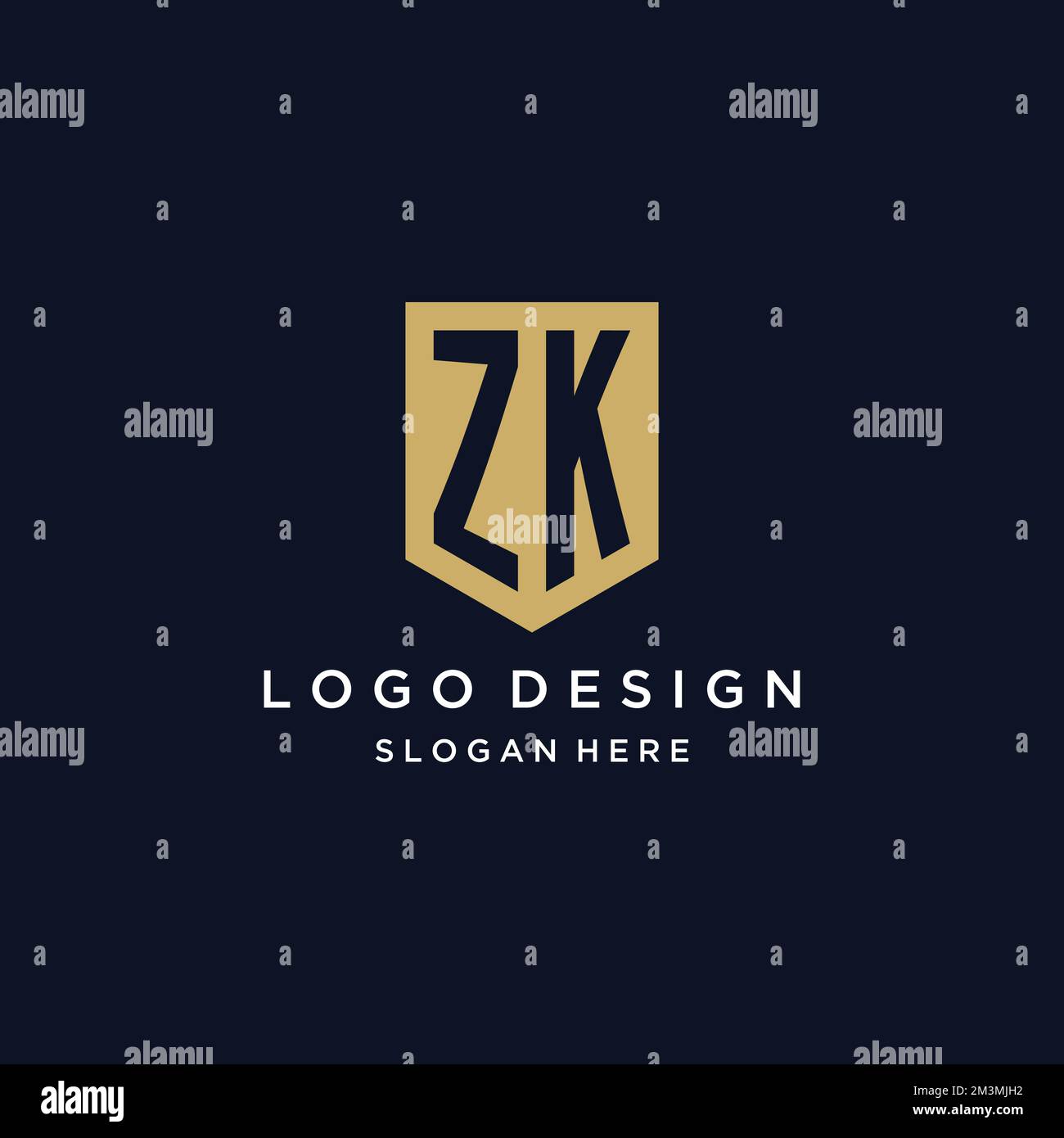 ZK-Monogramm-Initialen Logo-Design mit Shield Icon-Vorlage Stock Vektor