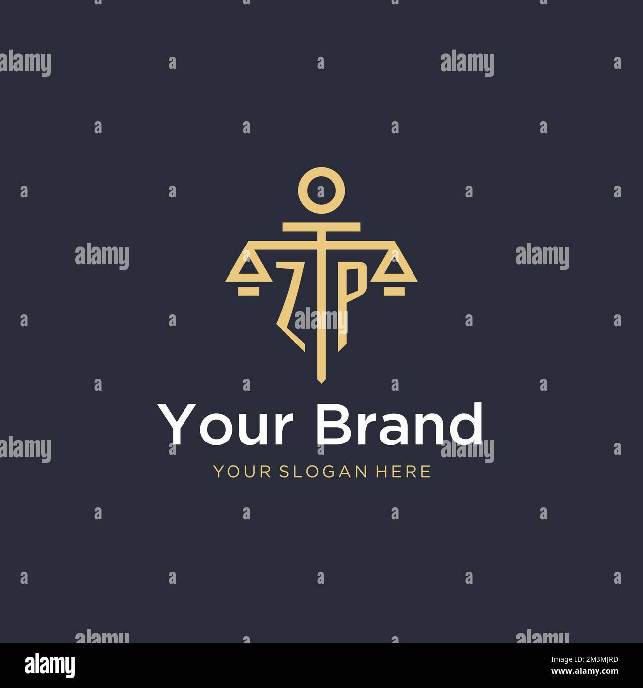 Erstes ZP-Monogramm-Logo mit maßstabsgetreuen und säulenförmigen Designideen Stock Vektor