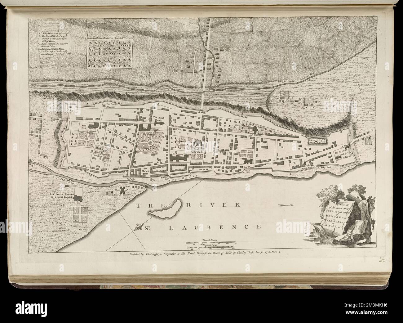 Stadtplan und Festungen von Montreal oder Ville Marie in Kanada , Festung, Provinz Québec, Montréal, Landkarten, Frühe Arbeiten bis 1800, Montréal Québec, Karten, frühe Arbeiten bis 1800 Norman B. Leventhal Map Center Collection Stockfoto