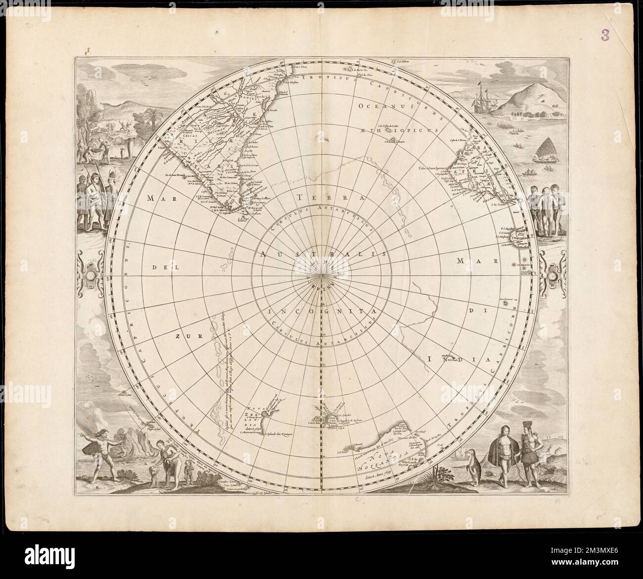 [Polus antarcticus] : Terra Australis Incognita , Antarktis, Karten, frühe Werke bis 1800, Australien, Karten, frühe Werke bis 1800, 1666 Norman B. Leventhal Map Center Collection Stockfoto