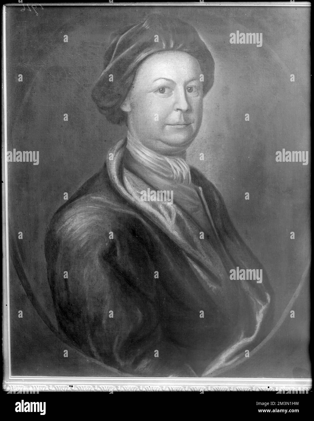 Porträt, John Lovell, von Smibert, in Harvard, Porträtgemälde, Lovell, John, 1710-1778. Frank Cousins Glass Plate Negatives Collection Stockfoto