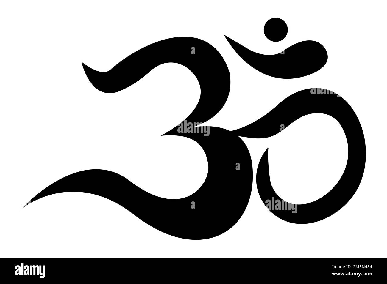 OM, schwarzes aum-Symbol des Hinduismus, Zeichen isoliert auf weißem Hintergrund. . Vektordarstellung Stock Vektor