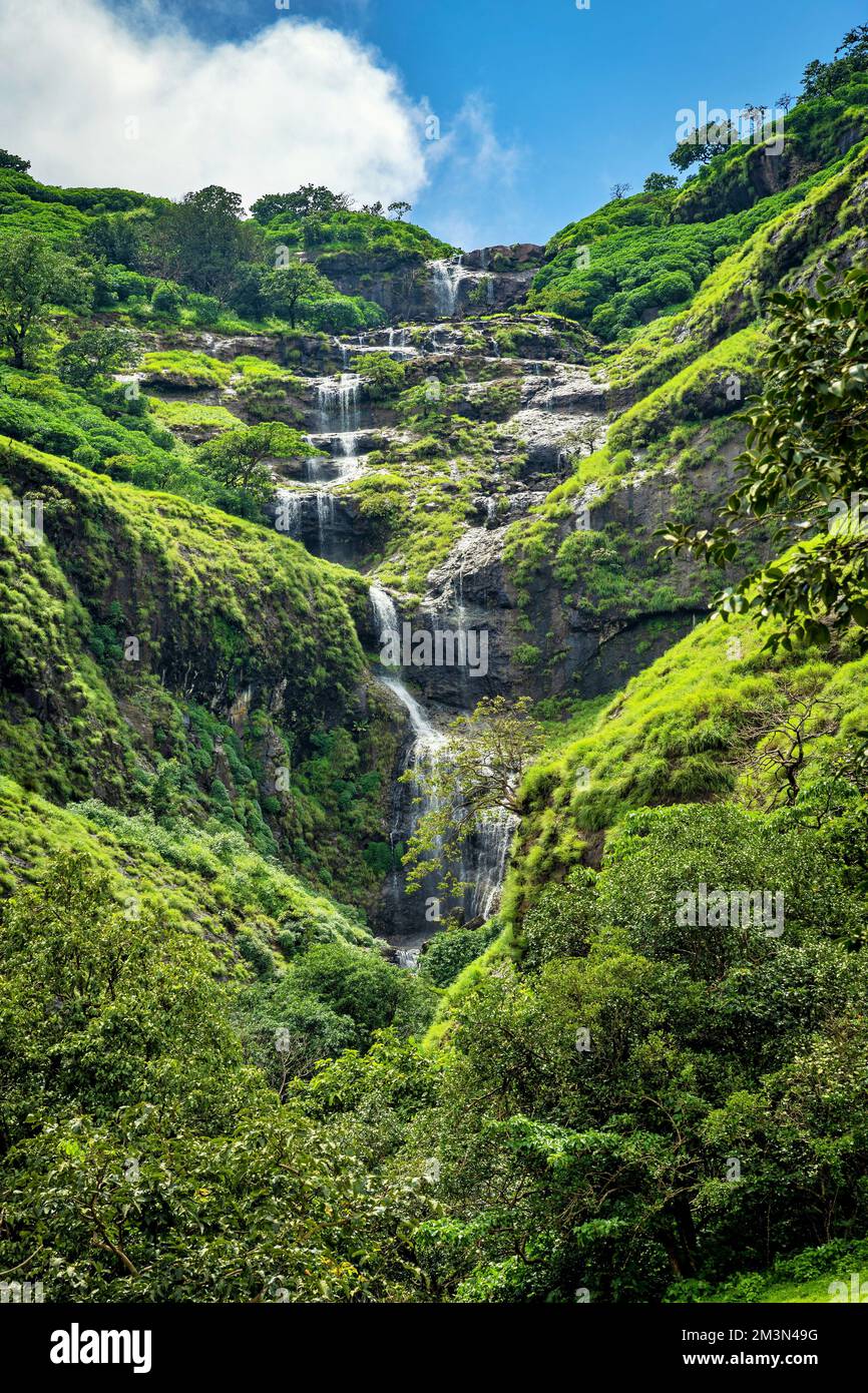 Halskette Wasserfall, Bhandardara, Igatpuri, westliche Ghats, Akole tehsil, Ahmednagar District, Maharashtra, Indien Stockfoto