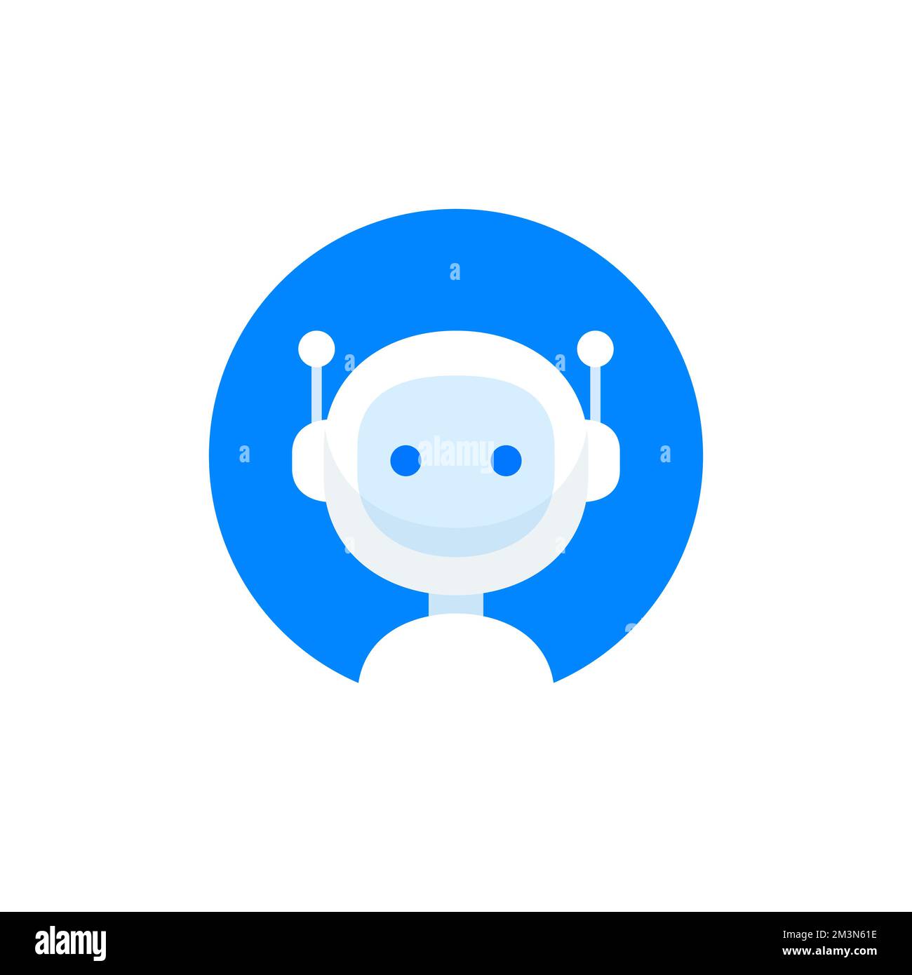 Robotersymbol im Kreis. Design von Chatbot-Schildern. Voice-Support-Service bot. Online-Support-bot. Moderne, flache Zeichentrickfigur Stock Vektor