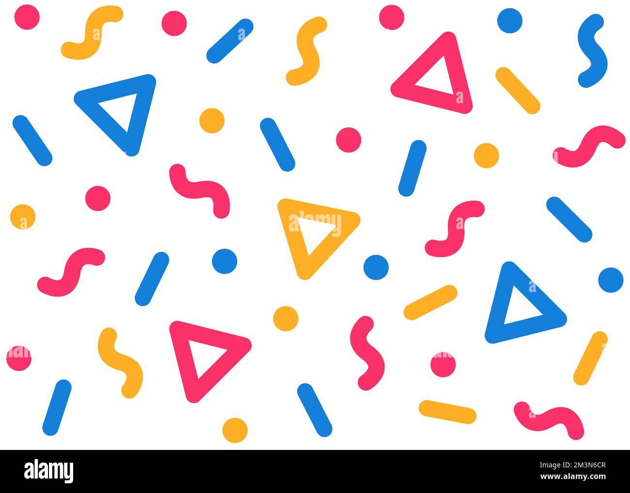 Konfetti-Vektormuster geometrischer Hintergrund. Farbenfrohes, nahtloses Muster mit geometrischen runden Elementen. Vektormuster fett Stock Vektor