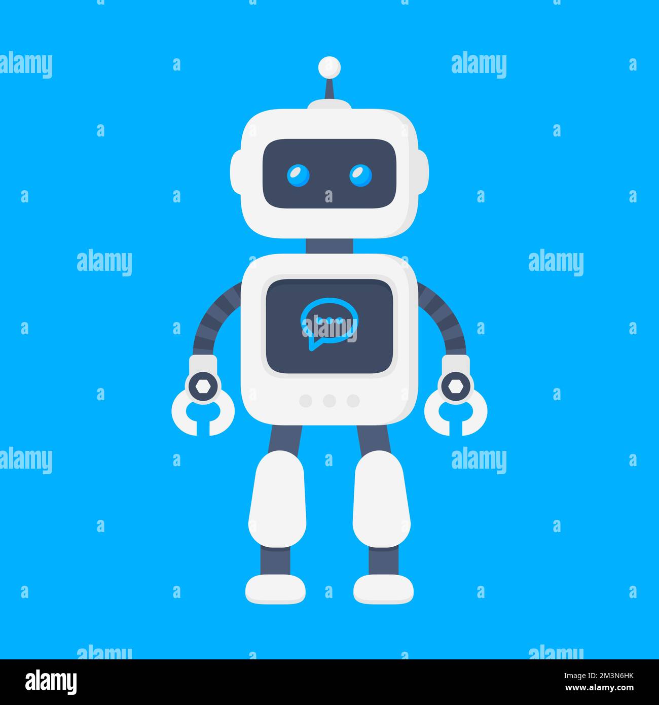 Robotervektordarstellung im flachen Design. Süßes Cartoon-Chatbot-Konzept. Modernes, flaches bot-Symbol. Intelligenter Assistenzroboter der Zukunft. Vektorroboter Stock Vektor