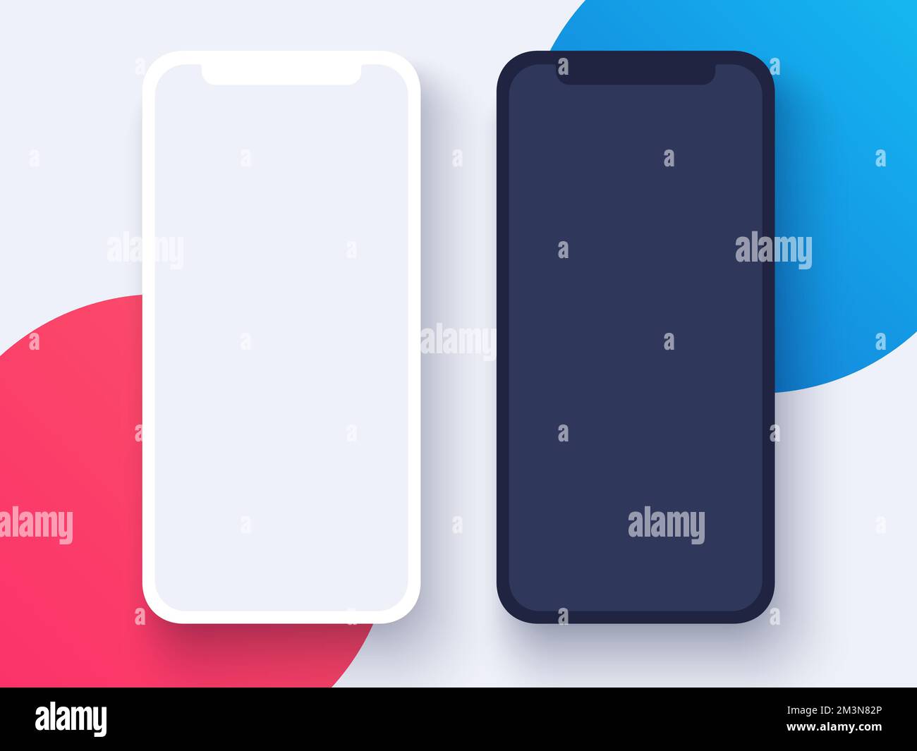 Smartphone-Modell mit leerem Bildschirm auf modernem kreativem Hintergrund. Vektordarstellung für Web-, Spiel- und Anwendungspräsentation Stock Vektor