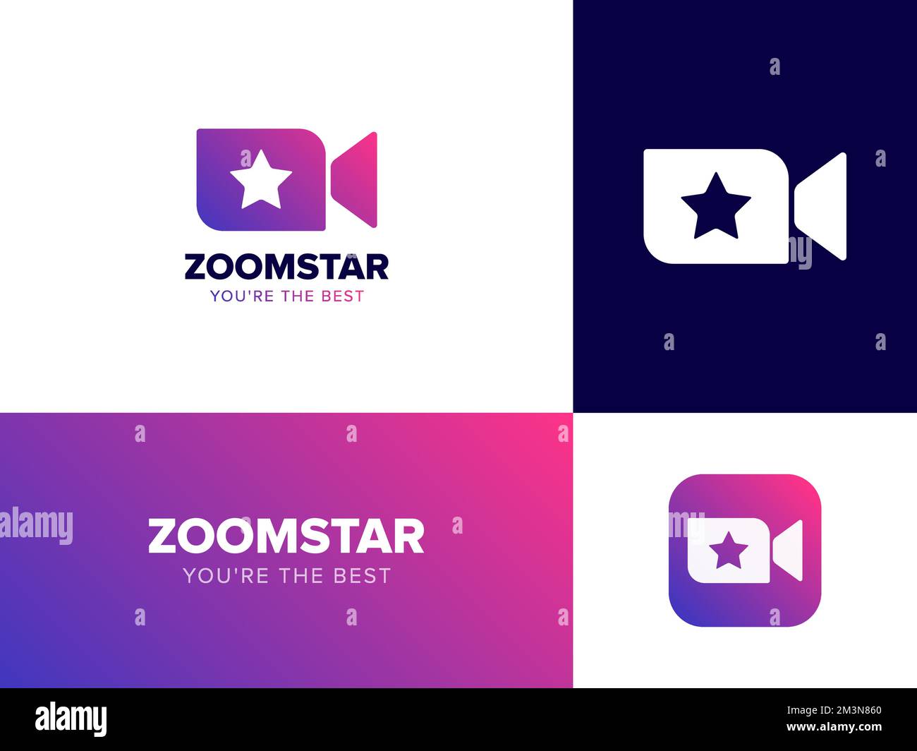 Logo der Zoom Star App. Design von Videostars. Vektordarstellung Stock Vektor