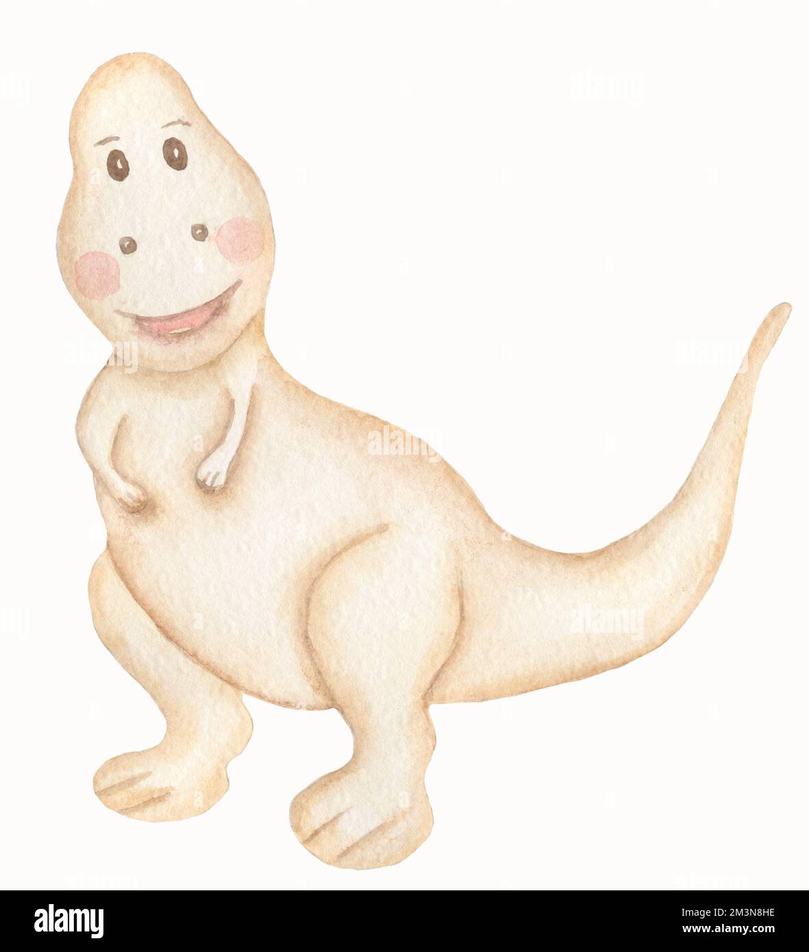 Aquarell Baby Dinosaurier Illustration, niedliche Tiere Cliparts für Kinderzimmer und Baby-Dusche Stockfoto