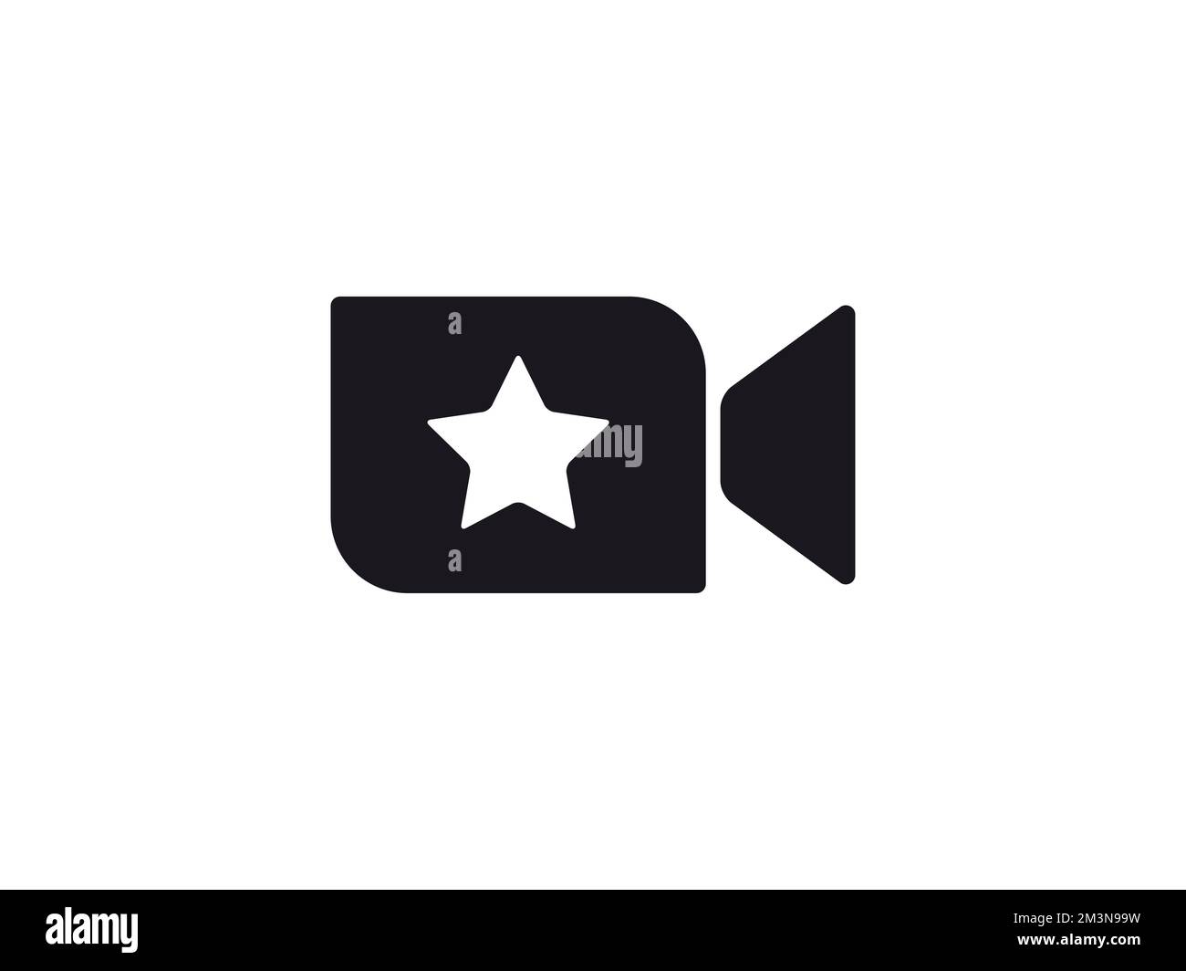 Symbol „Favoritenvideo“. Symbol für Favoritenvideo mit Lesezeichen versehen. Kamerasymbol mit Stern. Videomark-Symbolkonzept. VideoStar App Logo-Konzept. Vektordarstellung Stock Vektor