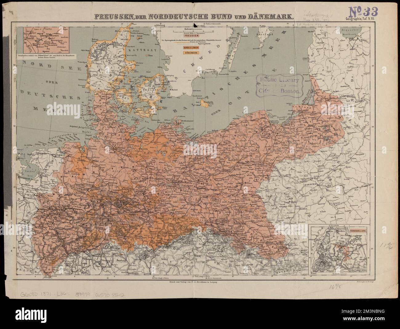 Preussen, der Norddeutsche bund und Dänemark , Deutschland, Karten, Polen, Karten Norman B. Leventhal Map Center Collection Stockfoto