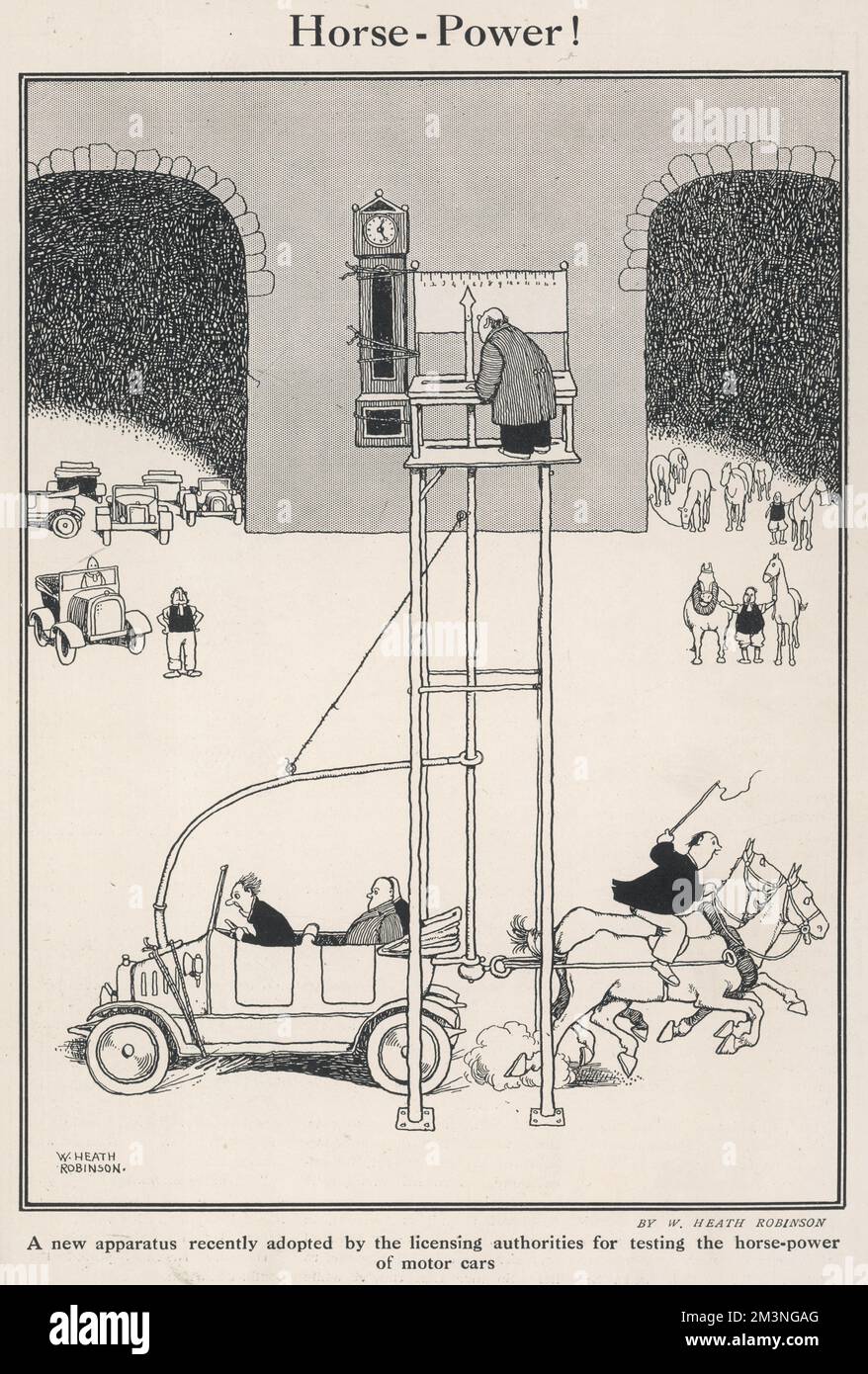 Pferdestärke! Von William Heath Robinson Stockfoto