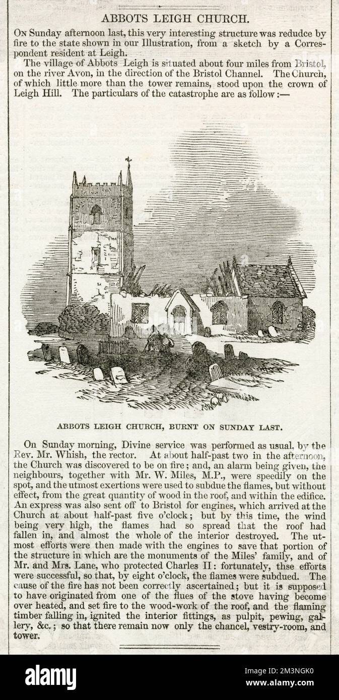 Äbte Leigh Kirche nach dem Feuer Stockfoto