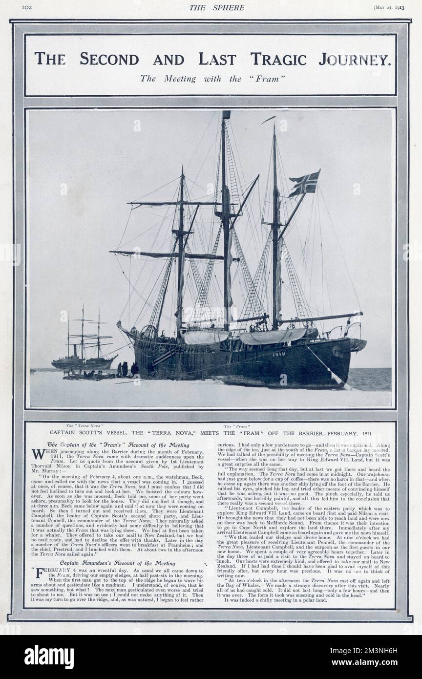 Captain Scotts Schiff, die Terra Nova, trifft auf den norwegischen