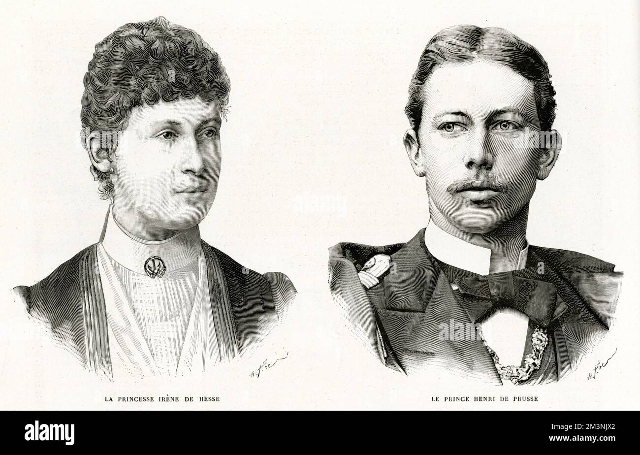 Prinzessin Irene von Hessen (1866-1953) und ihr Ehemann Prinz Heinrich (Henry) von Preußen (1862-1929) nach ihrer Hochzeit am 24.. Mai 1888 in Berlin. Datum: 1888 Stockfoto