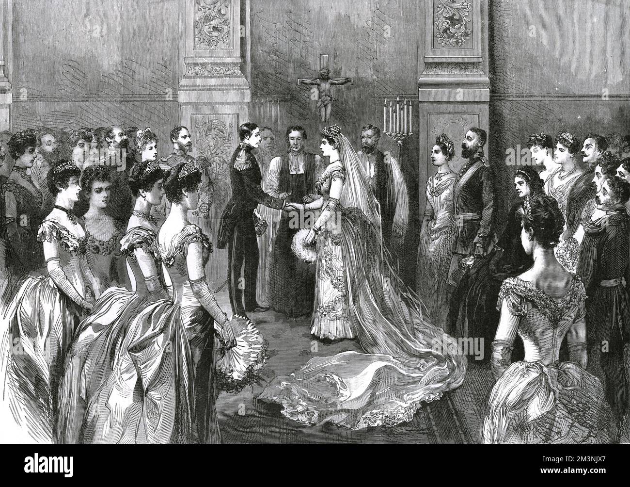 Die Heirat von Prinzessin Irene von Hessen (1866-1953) mit Prinz Heinrich (Heinrich) von Preußen (1862-1929) am 24.. Mai 1888 im Schloss Charlottenburg, Berlin. Datum: 1888 Stockfoto