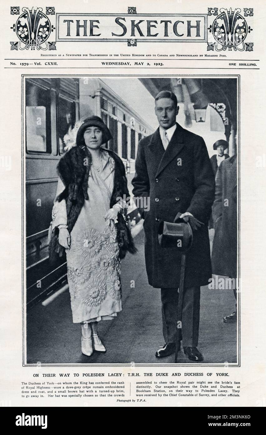 Royal Wedding 1923 - T.R.H Abfahrt in den Flitterwochen Stockfoto