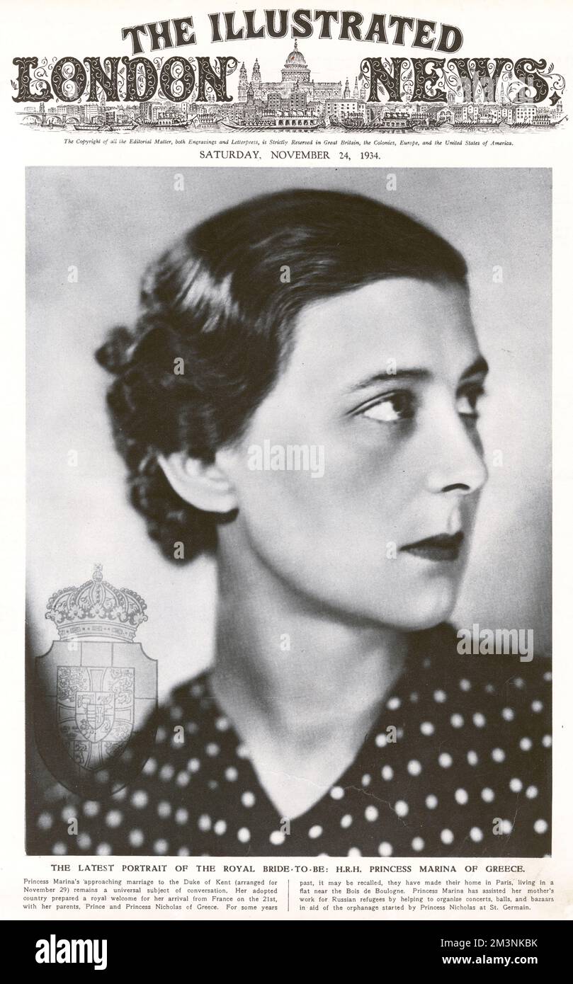 Königliche Hochzeit 1934 - Prinzessin Marina von Griechenland Stockfoto