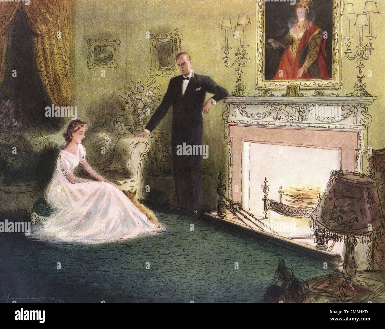 Royal Wedding 1947 - das Paar zu Hause Stockfoto