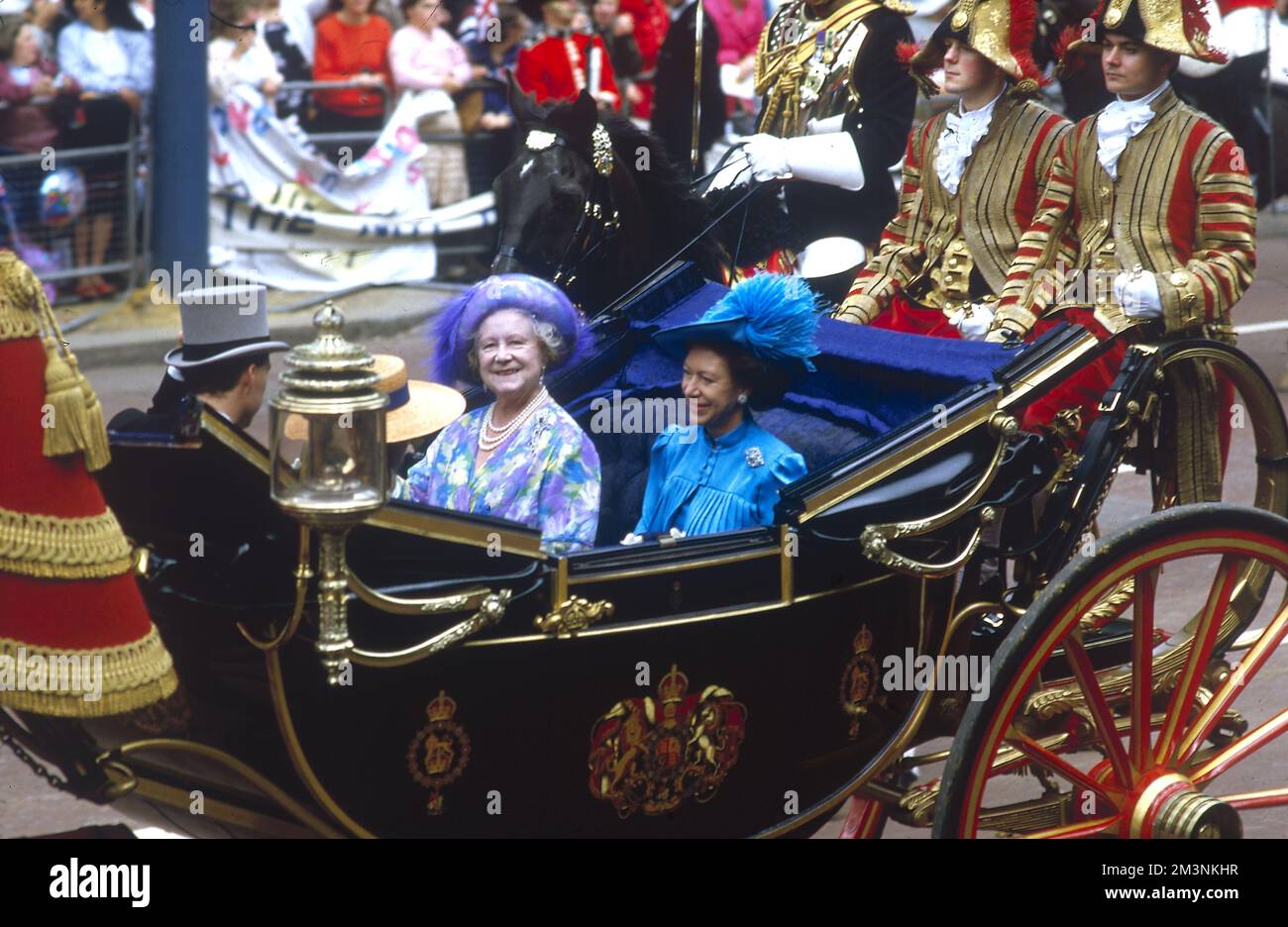 Königliche Hochzeit 1986 - Königin Mutter und Prinzessin Margaret Stockfoto