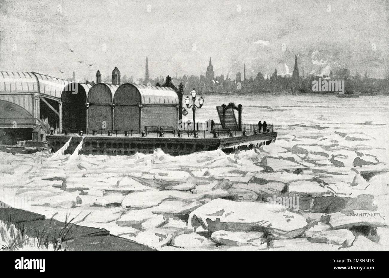 Die gefrorene Mersey: Von Birkenhead bis Liverpool. Datum: 1895 Stockfoto