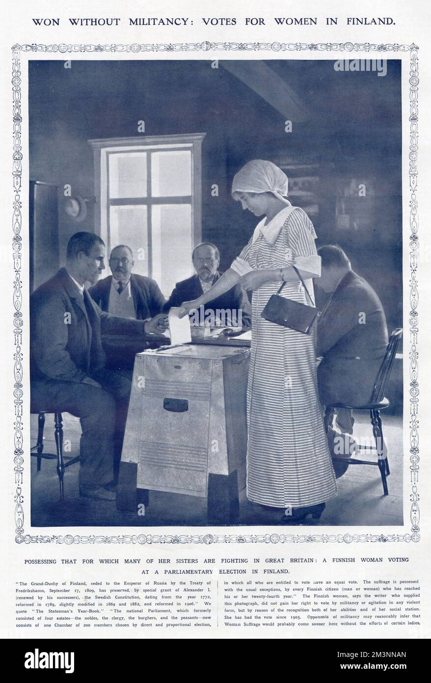 Eine finnische Frau stimmt 1913 ab Stockfoto