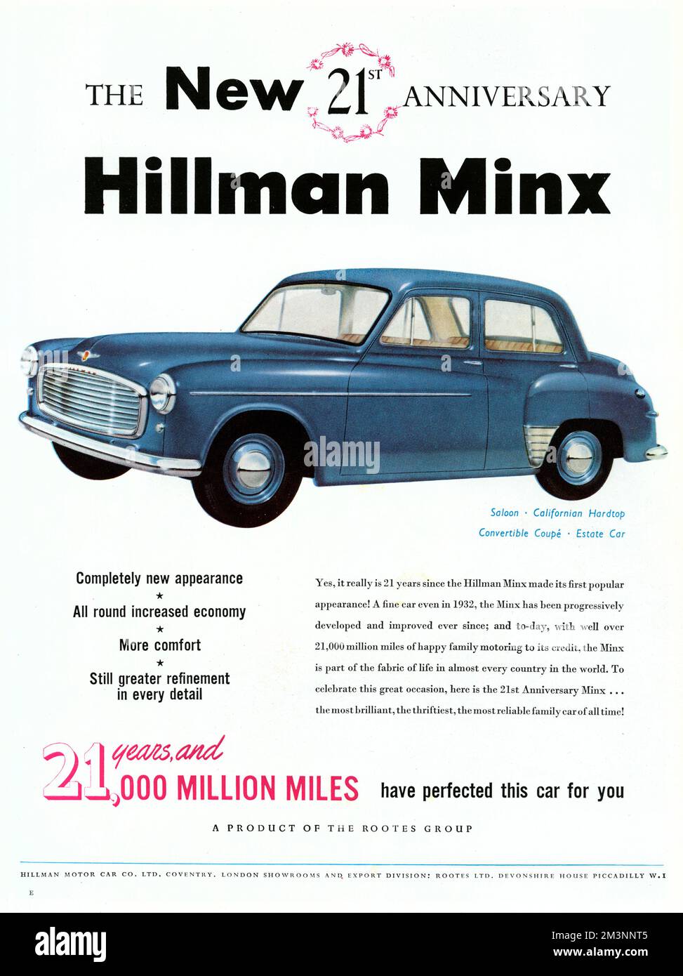 Hillman Minx-Autoklang, 1953 Stockfoto