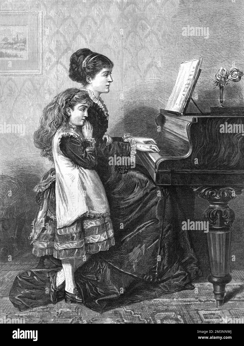 Am Klavier von G. Kilburne Stockfoto