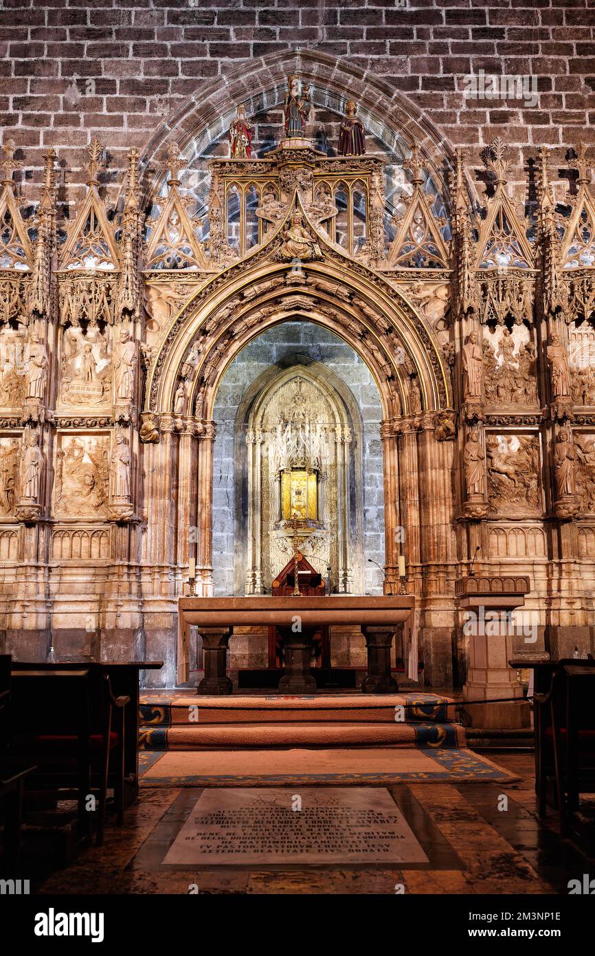 Kapelle der Reliquie des Heiligen Grals in der Kathedrale von Valencia, Heiliger Kelch, Spanien. Stockfoto