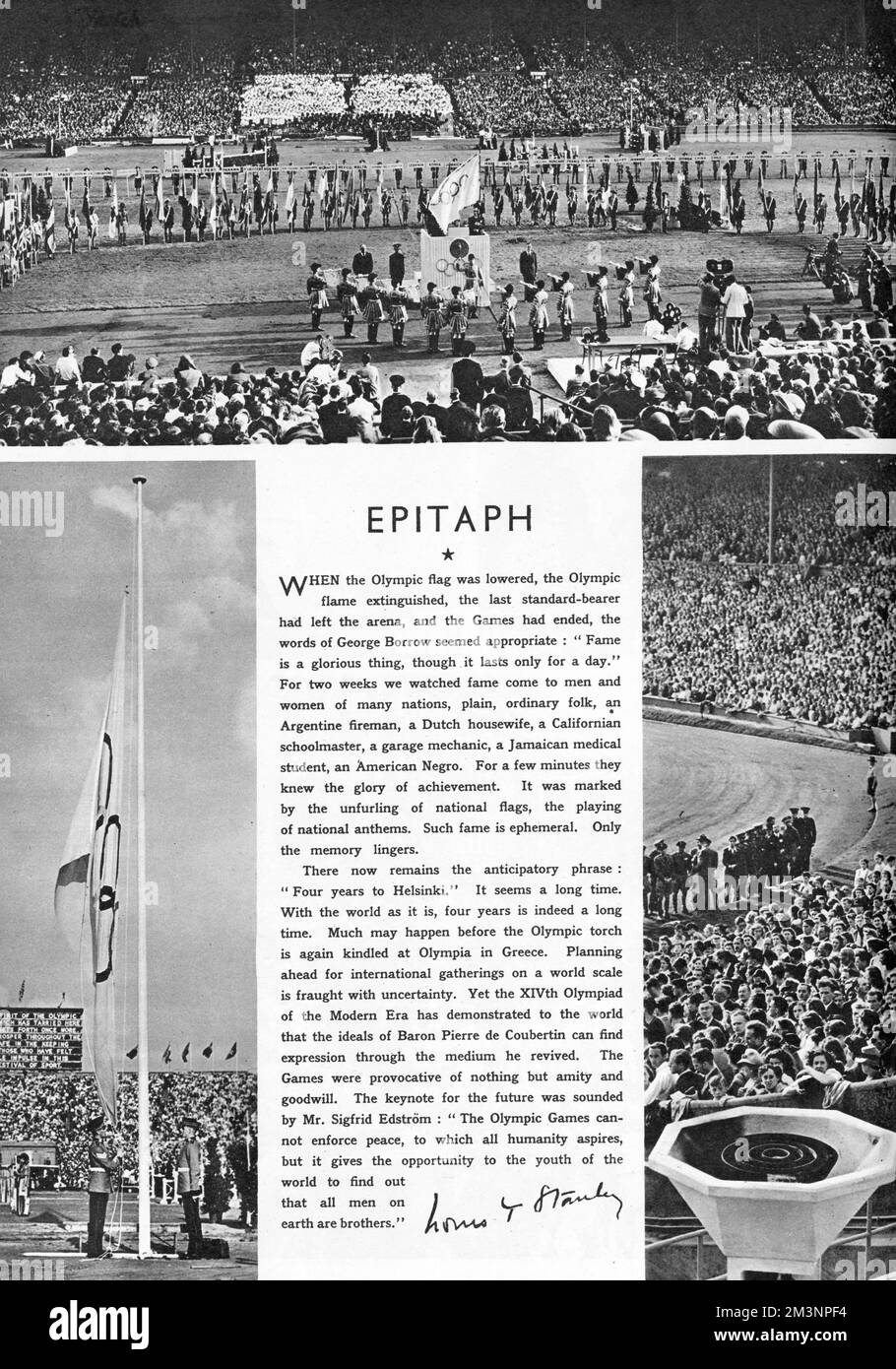 Abschlusszeremonie der Olympischen Spiele 1948 in London Stockfoto