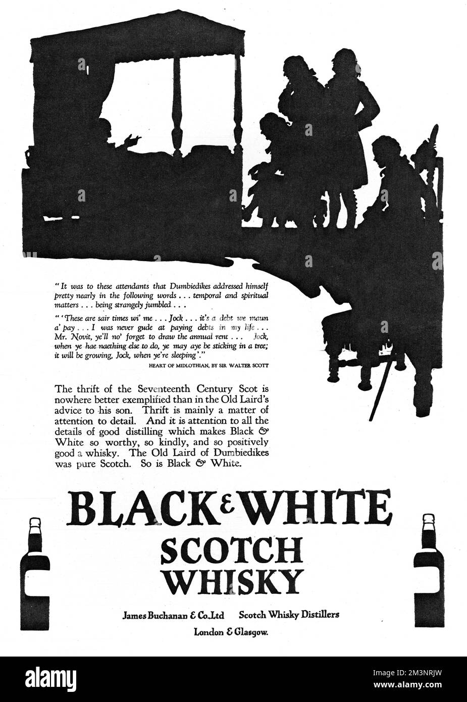 Werbung für Black & White Whisky Stockfoto